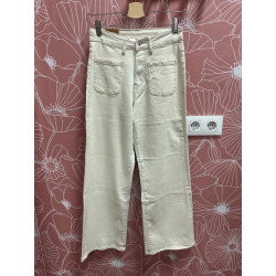 Jeans tiro alto beige