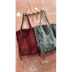 Bolso piel maxi flecos