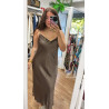 Vestido satén marrón