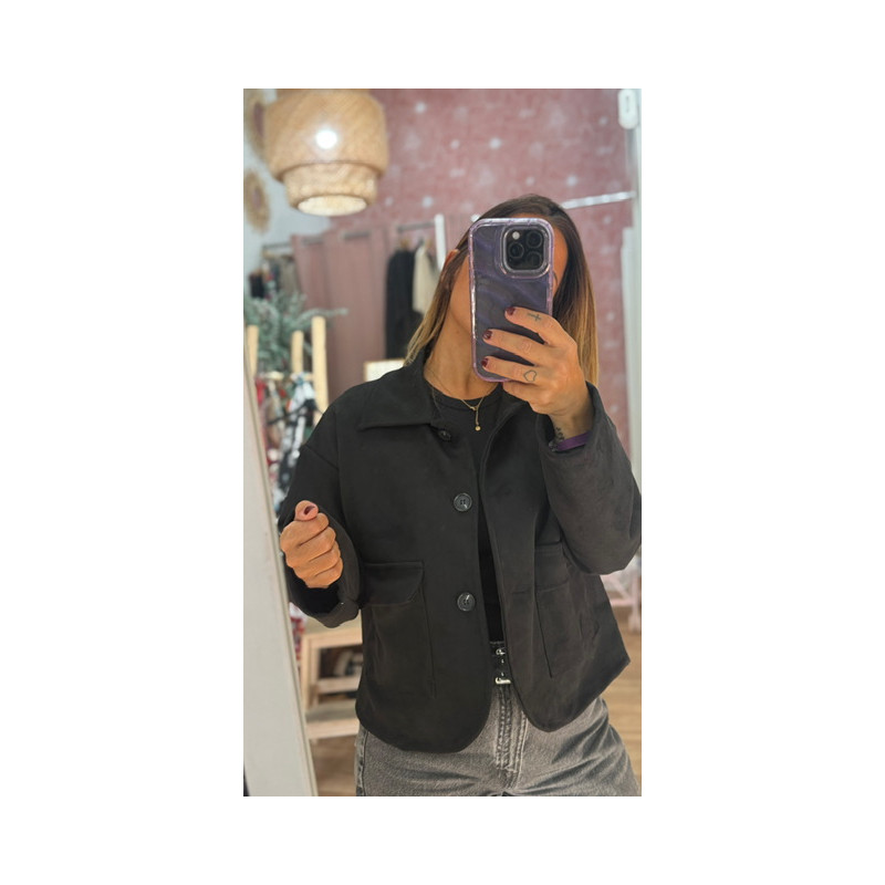 Chaqueta antelina botones