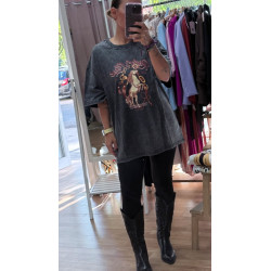 Camiseta oversize gris lavado