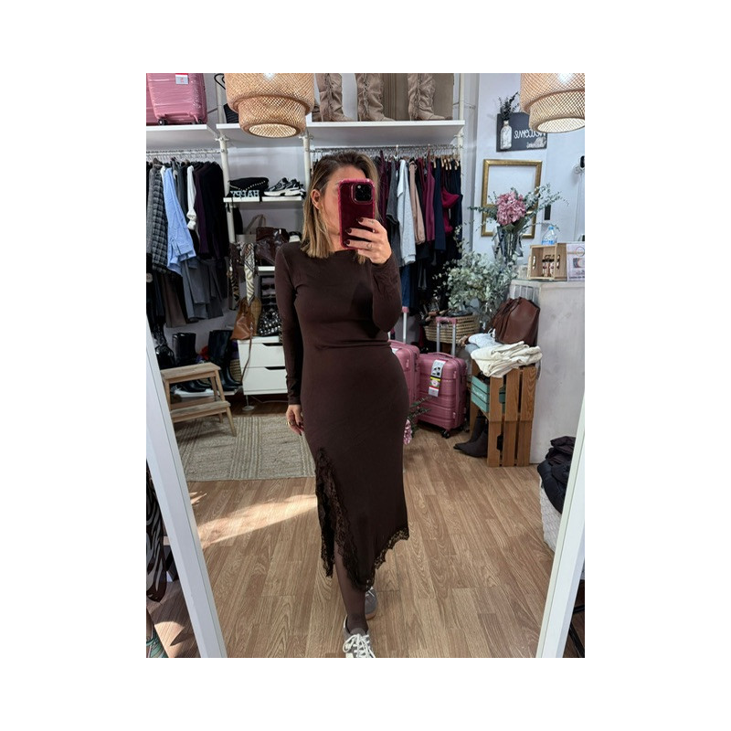 Vestido punto encaje