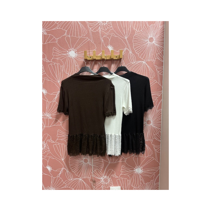 Camiseta manca corta encaje