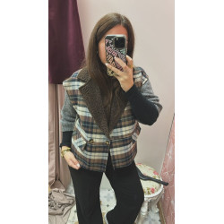 Chaleco cuadros borreguito