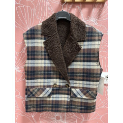 Chaleco cuadros borreguito