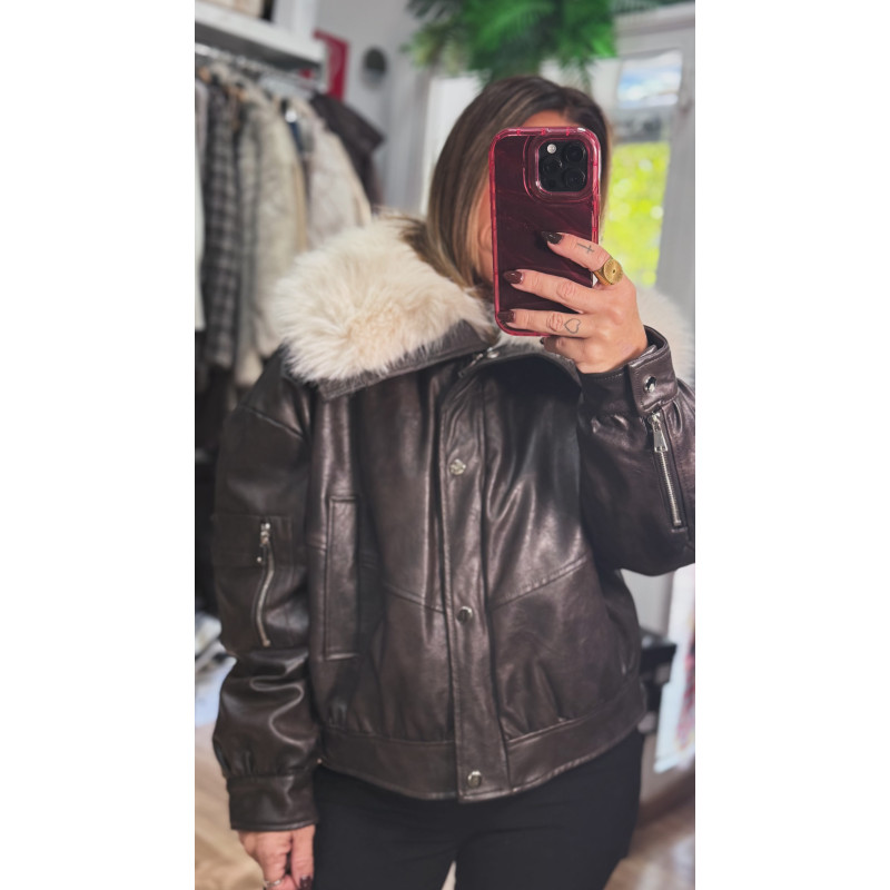 Chaqueta cuero pelo