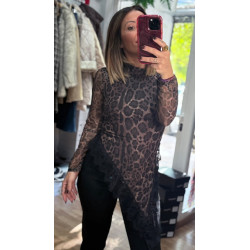 Top leopardo encaje
