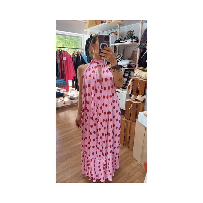 Vestido lunares plisado