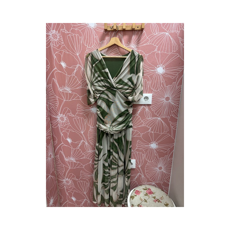 Vestido hojas gasa