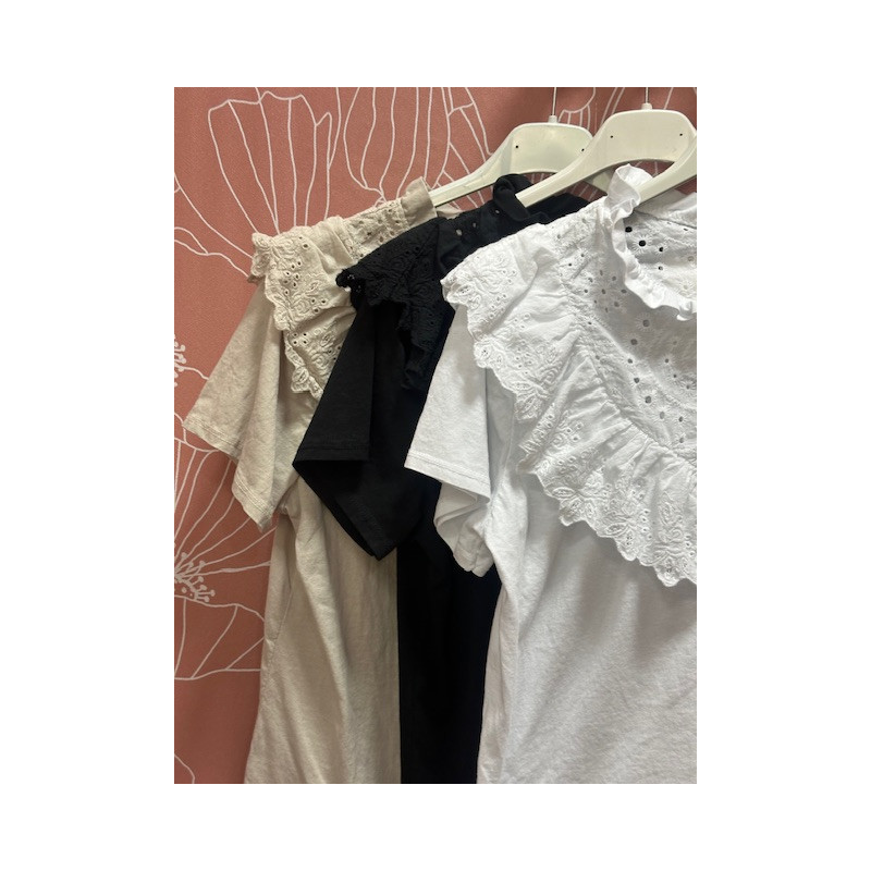 Camiseta volante perforado