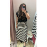 Falda midi lino rayas