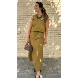 Conjunto top y falda lino