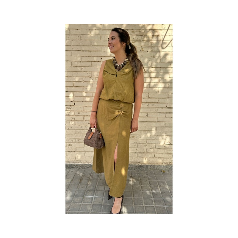 Conjunto top y falda lino