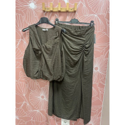 Conjunto top y falda lino