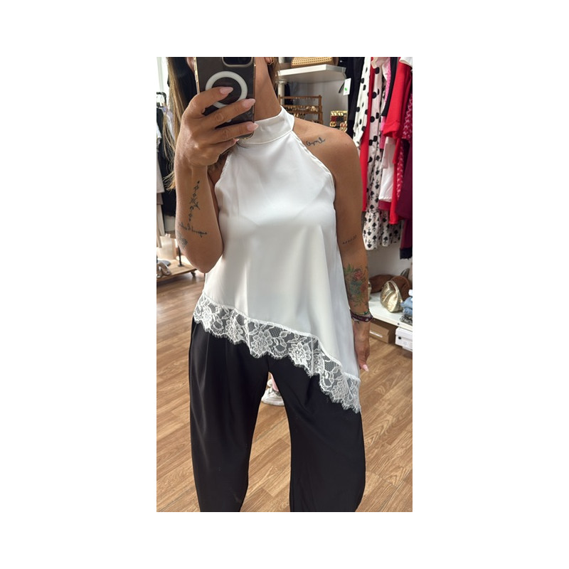 top asimétrico encaje