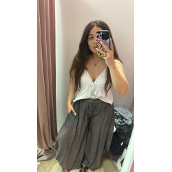 Pantalón semitransparente satinado