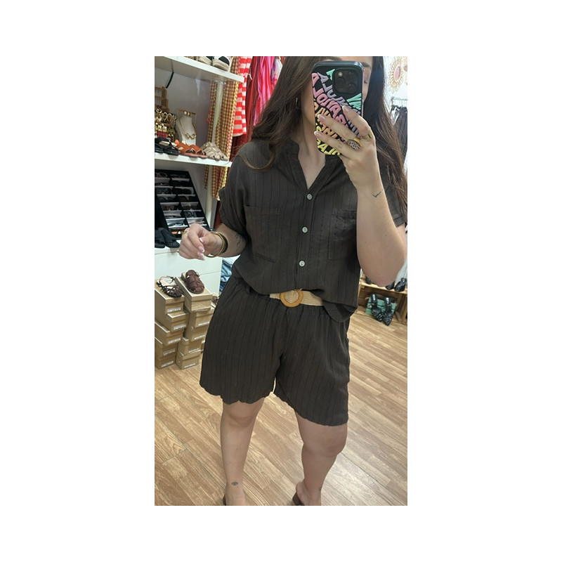 Pantalón lino rayas