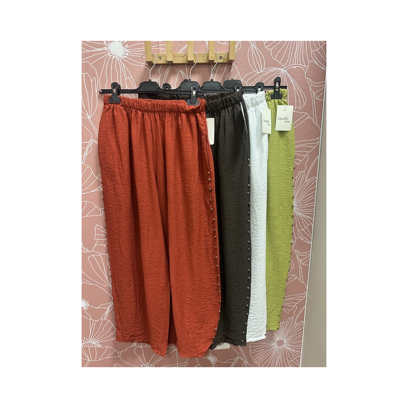 Pantalón tachuelas lino