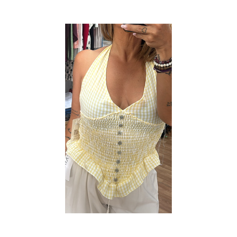Top vichy botones