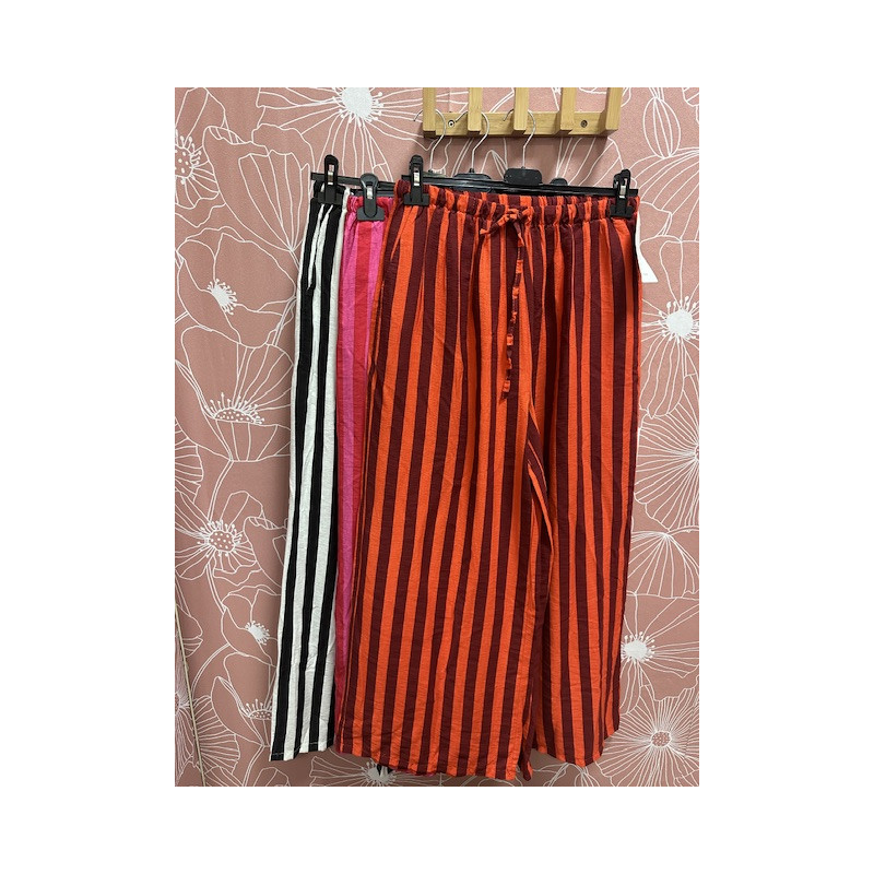 Pantalón rayas lino